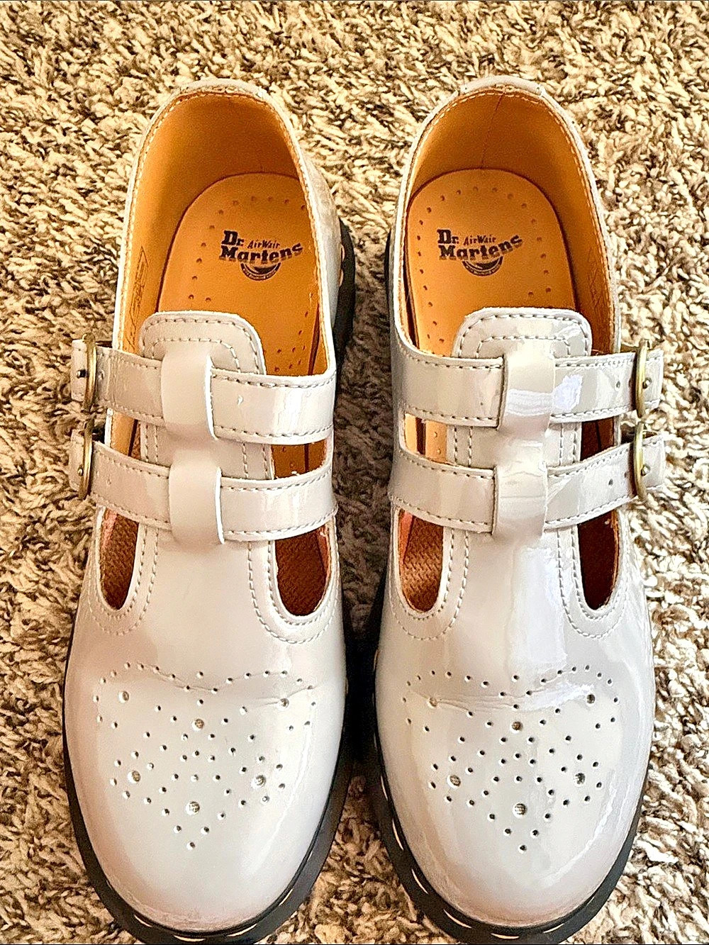 Dr. Martens 8065 Patent Leather Mary Jane Shoes White US 9